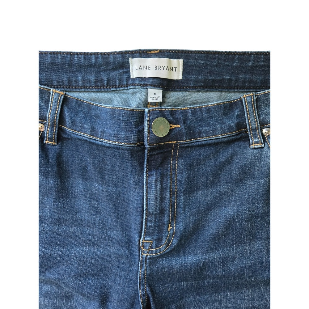 Lane Bryant Mid-Rise Boyfriend Capri Jeans 12 Dark Wash Flex Magic Waistband